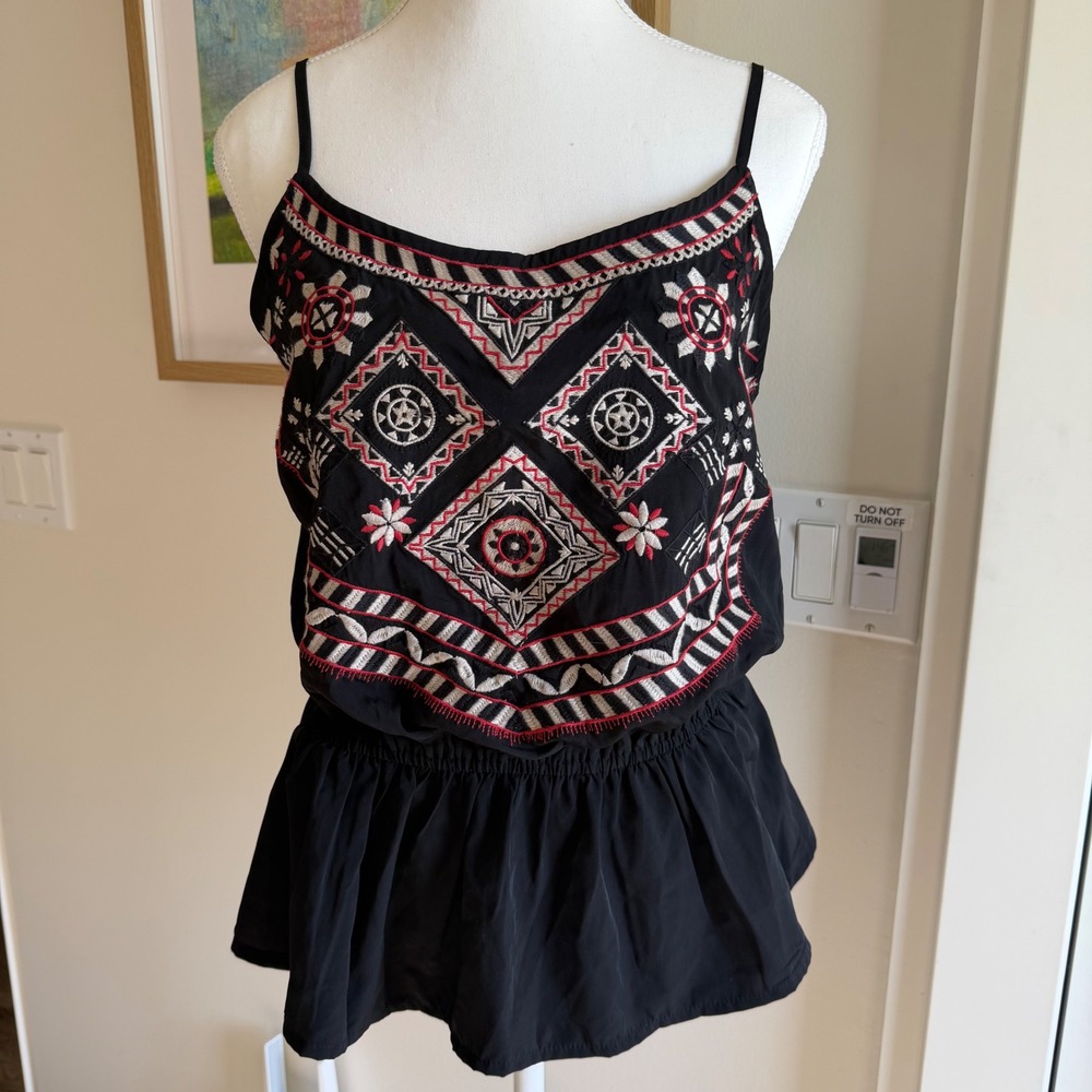 NWT Abercrombie & Fitch Embroidered Cami Peplum Top Boho Chic Size M